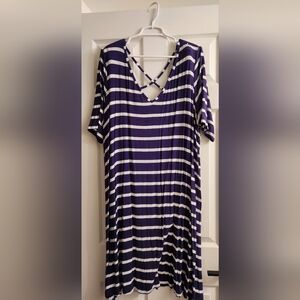 Lane Bryant 22w navy/white striped dress